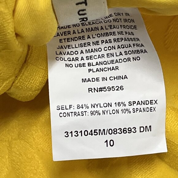 Trina Turk Swimsuit Womens 10 Yellow Joplin Jacquard Petal Cutout Plunge 1 Piece - Picture 11 of 11